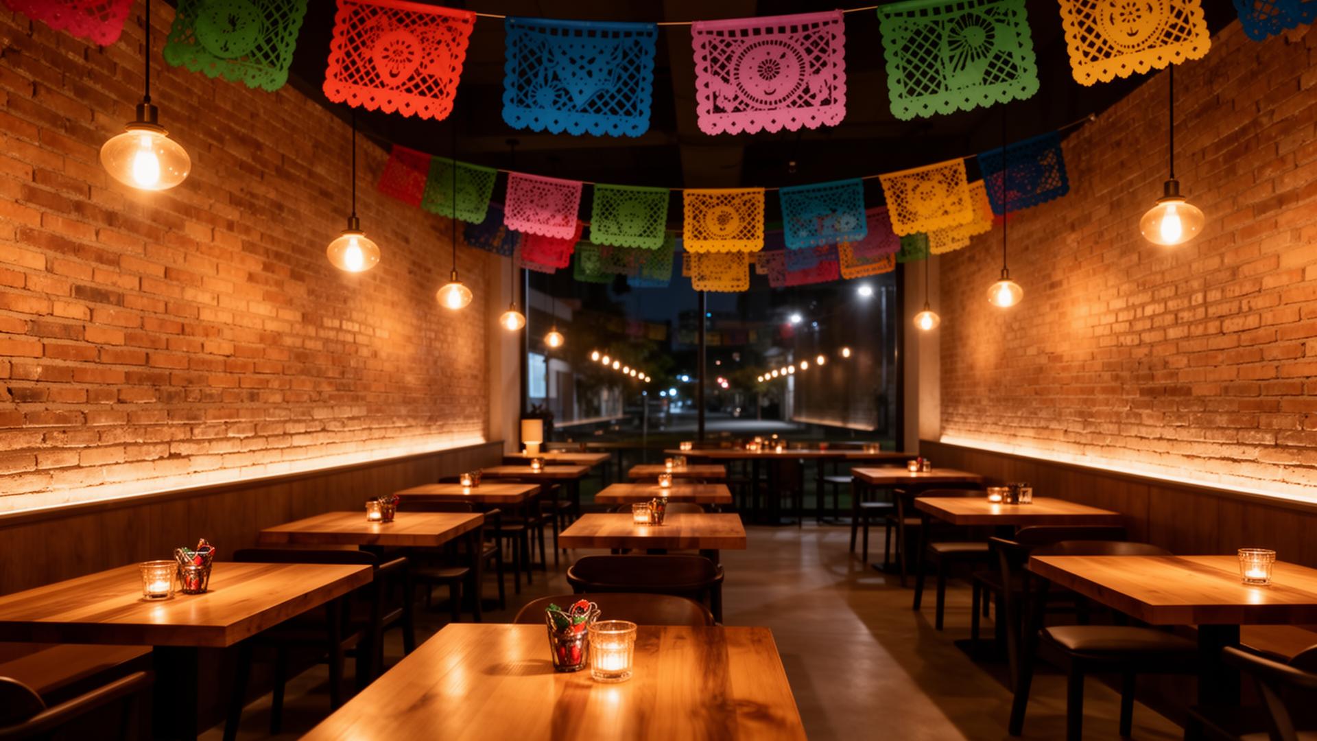 Interior cálido del restaurante La Burrada en Rionegro